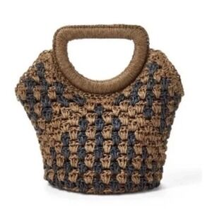 Fe Noel X Target Crochet Brown BlackTote bag small 9" Clutch Purse NWT